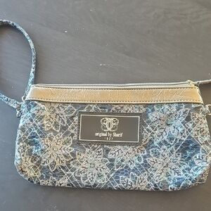 Sharif Elegant Blue and Gold Floral Wristlet
